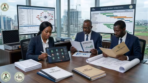 Debt recovery and investigation team in an office environment working at a table