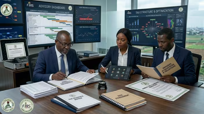 Corporate Finance, Audit & Tax Advisory experts in their office working.